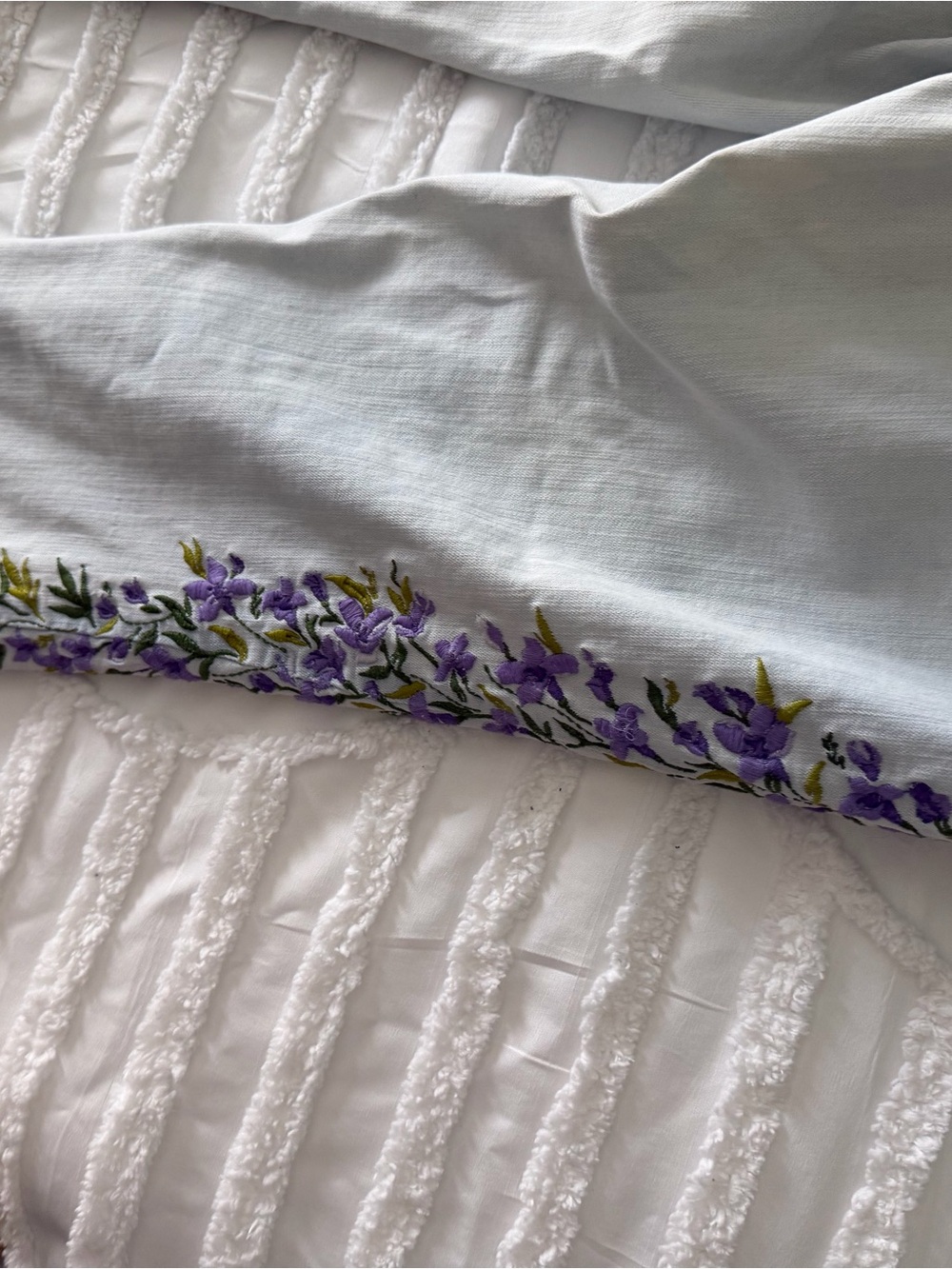Martha Stewart Light Wash Jeans with Purple Floral Side Embroidery - Picture 4 of 12